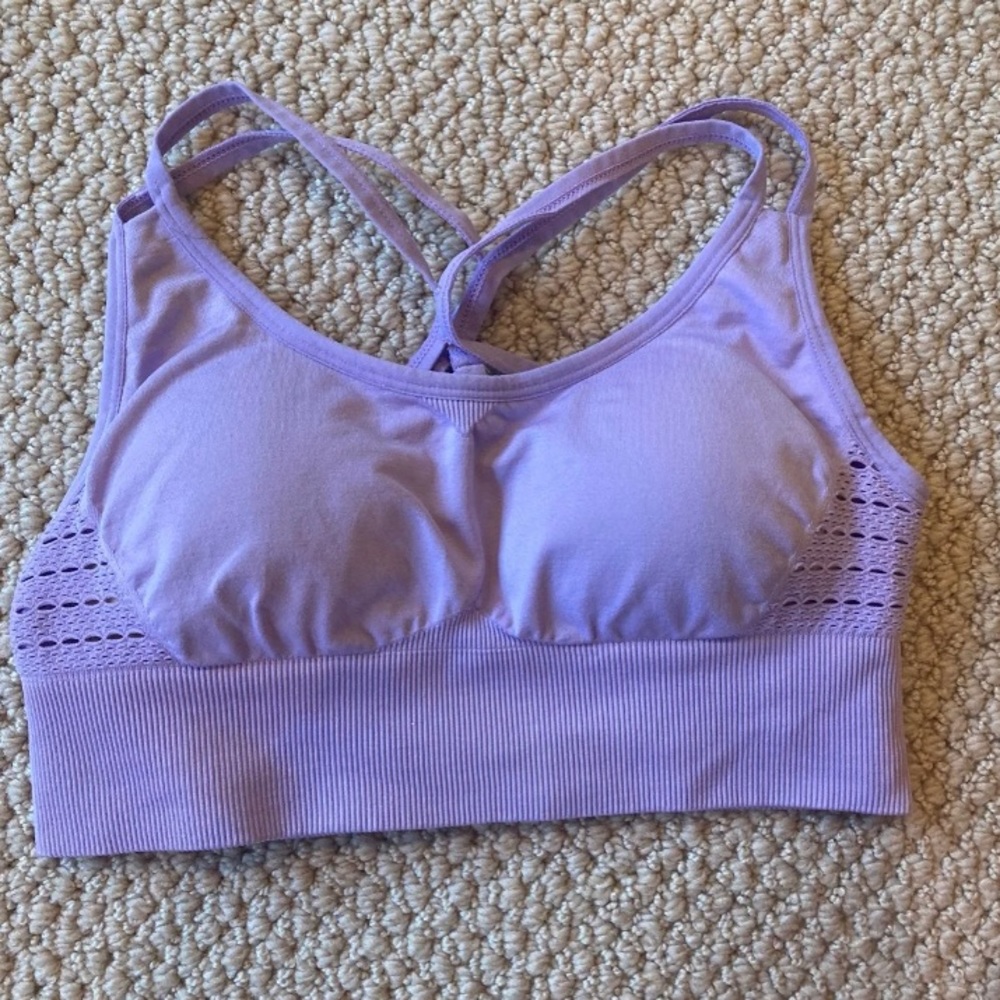 Strappy lilac sports bra